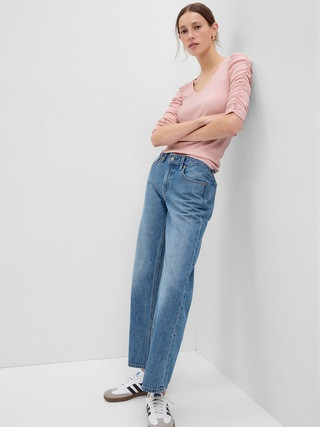 Featherweight Ruched Sleeve Rib Top | Gap (US)