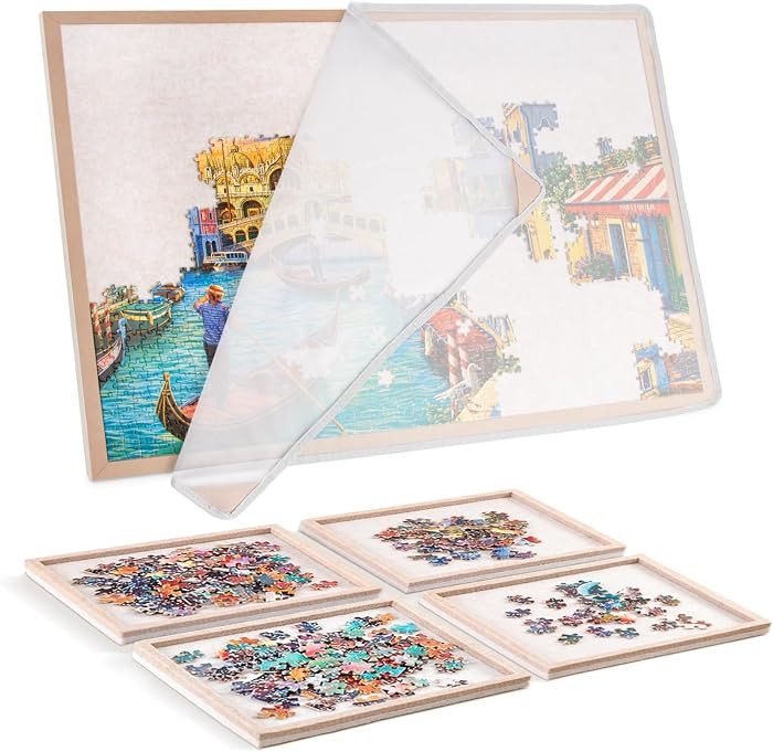 Puzzle Board with 4 Sorting Trays, Playing Surface with Protective Cover for 1000 Pieces, 31.5" x... | Amazon (US)