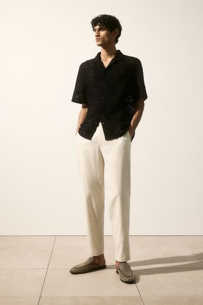 Regular Fit Linen-blend Pants - Regular waist - Long - Light beige - Men | H&M US | H&M (US + CA)