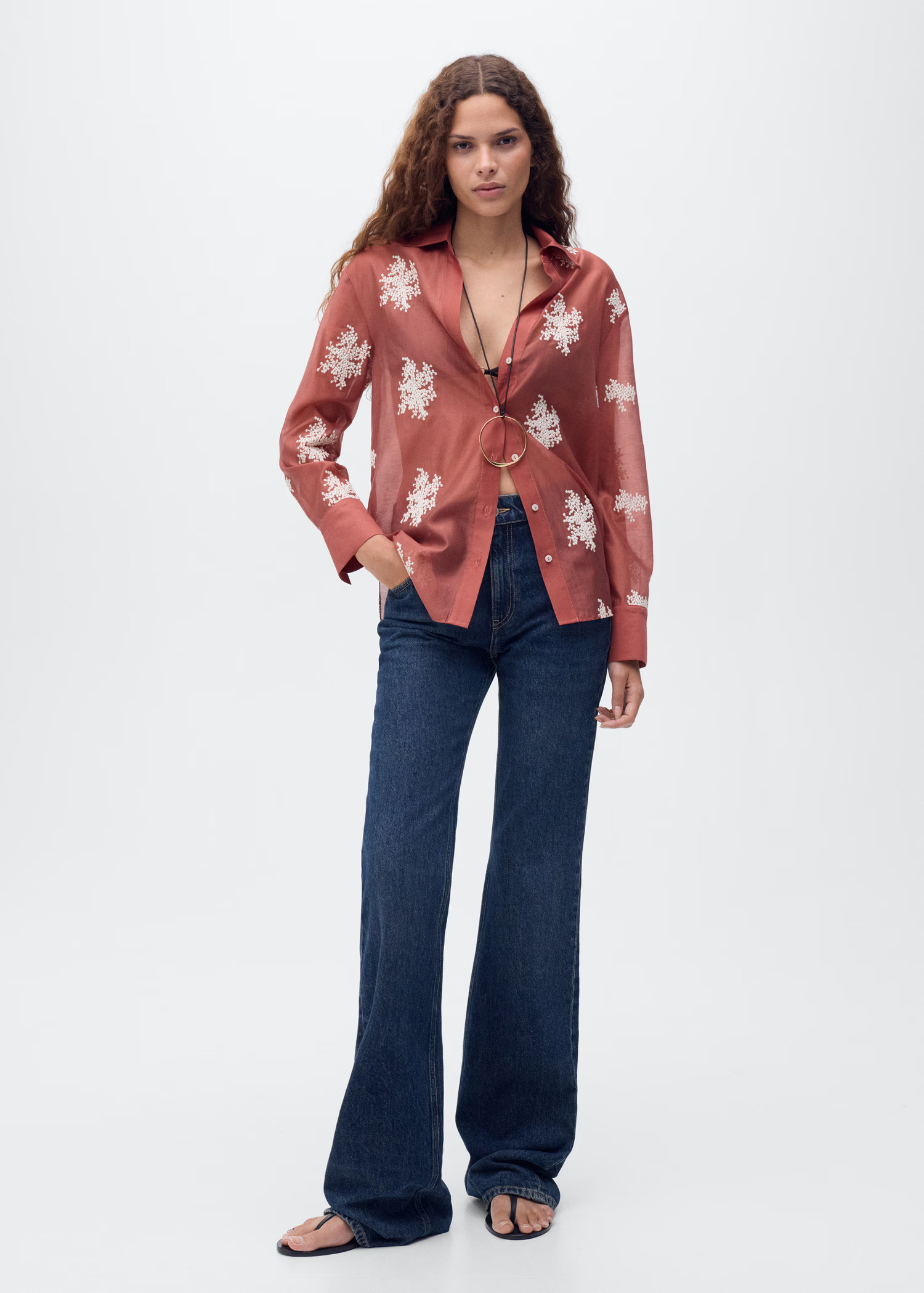 Embroidered lyocell shirt - Women | MANGO USA | Mango (US/MX/AU)