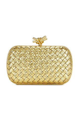 Bottega Veneta Knot Clutch in Gold - Metallic Gold. Size all. | FWRD 