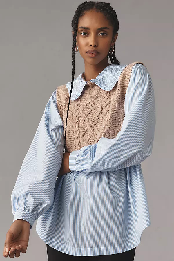 Maeve Collared Twofer Layered Sweater Vest | Anthropologie (US)