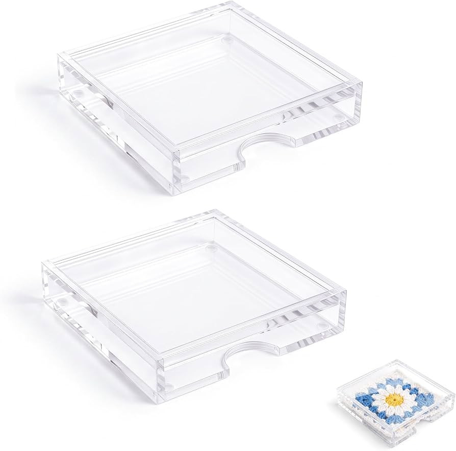 RUKANG 2PCS Clear Acrylic Trays for 4" x 4" Needlepoint Coaster | Amazon (US)