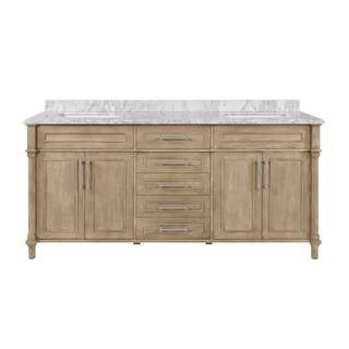 Home Decorators Collection Aberdeen 72 in. x 22 in. D Bath Vanity in Antique Oak with Carrara Mar... | The Home Depot