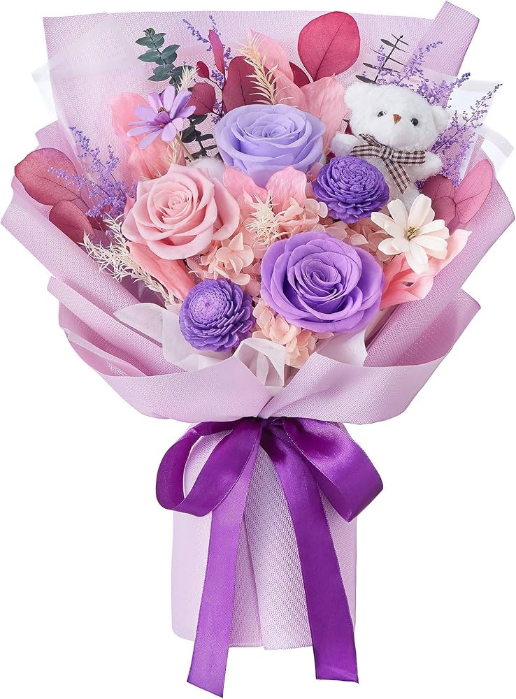 Polylove Preserved Flowers for Delivery Prime Forever Flowers Bouquet with Bear Flower Gift for W... | Amazon (US)