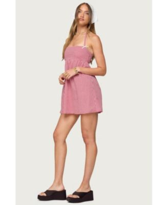 Edikted Women's Rina Gingham Halter Mini Dress - Macy's | Macy's
