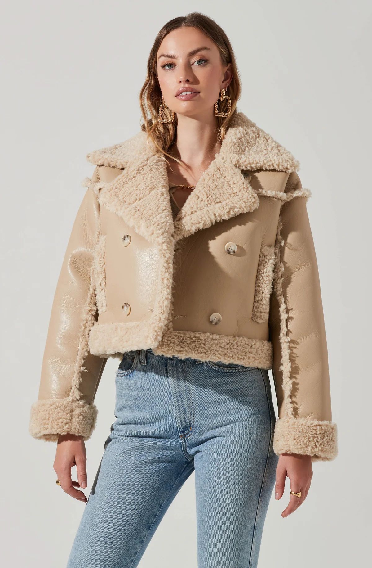 Luciana Faux Leather Shearling Jacket | ASTR The Label (US)