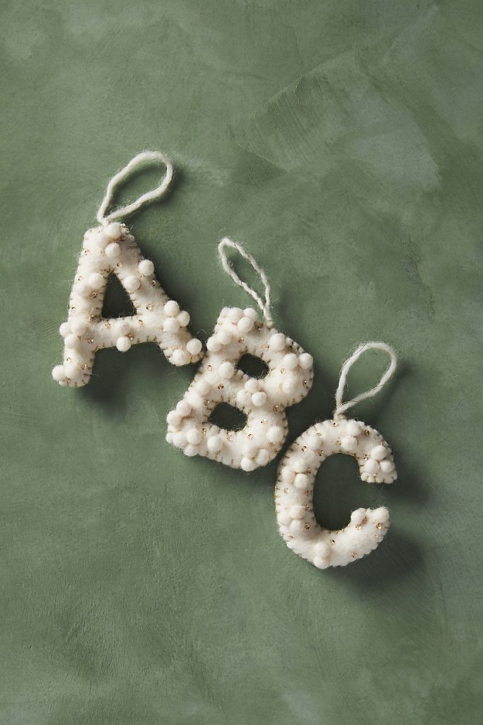 Holly Pommed Monogram Ornament | Anthropologie (US)