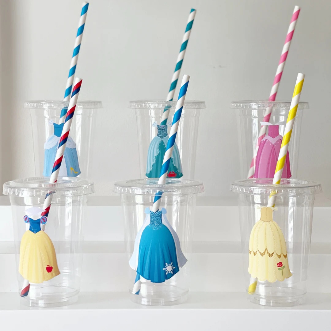 Disney Princess Birthday Party Cups, Princess and Prince Party Favors | Etsy (US)