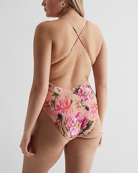 Strappy Lace-Up Body Contour One-Piece Swimsuit | Express