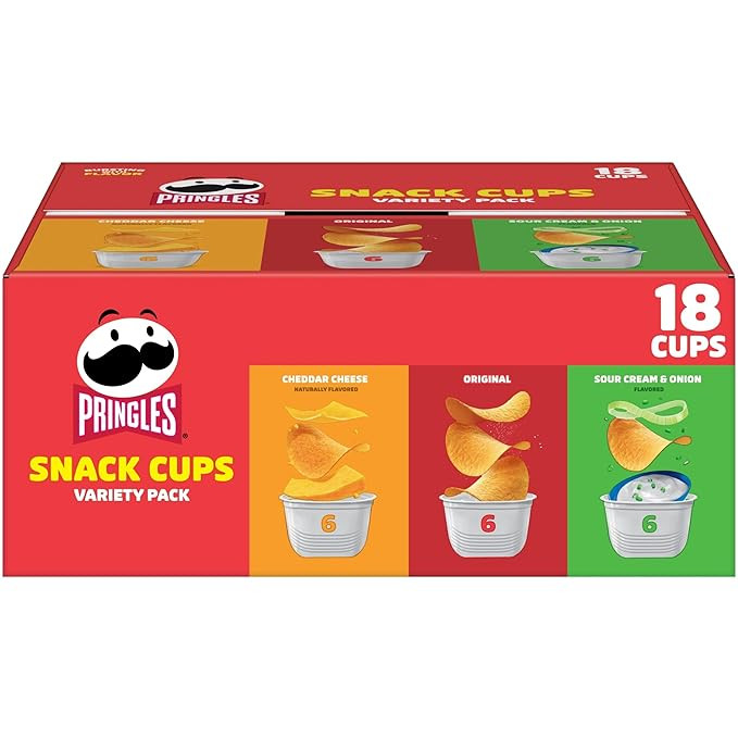 Pringles Potato Crisps Chips, Lunch Snacks, Snack Cups, Variety Pack, 12.9oz Box (18 Cups) | Amazon (US)