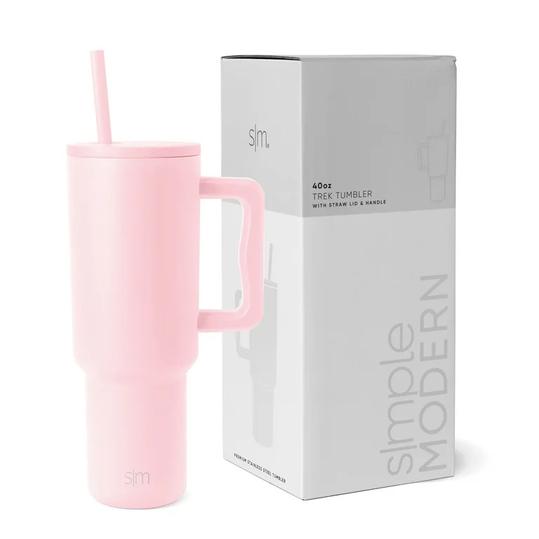 Simple Modern 40 fl oz Insulated Stainless Steel Trek Tumbler with Straw Lid | Blush | Walmart (US)