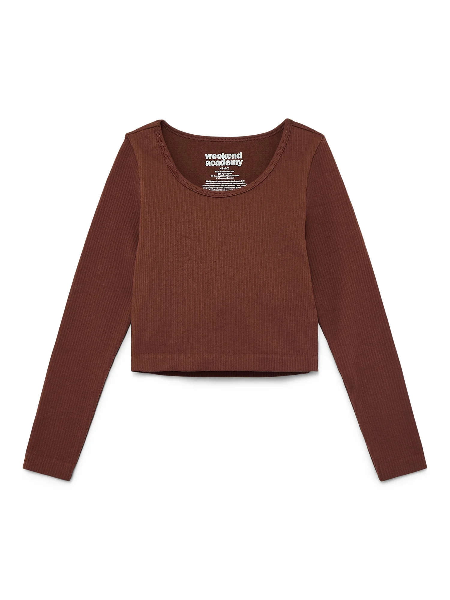 Weekend Academy Girls Seamless Top with Long Sleeves, Sizes 4-18 - Walmart.com | Walmart (US)