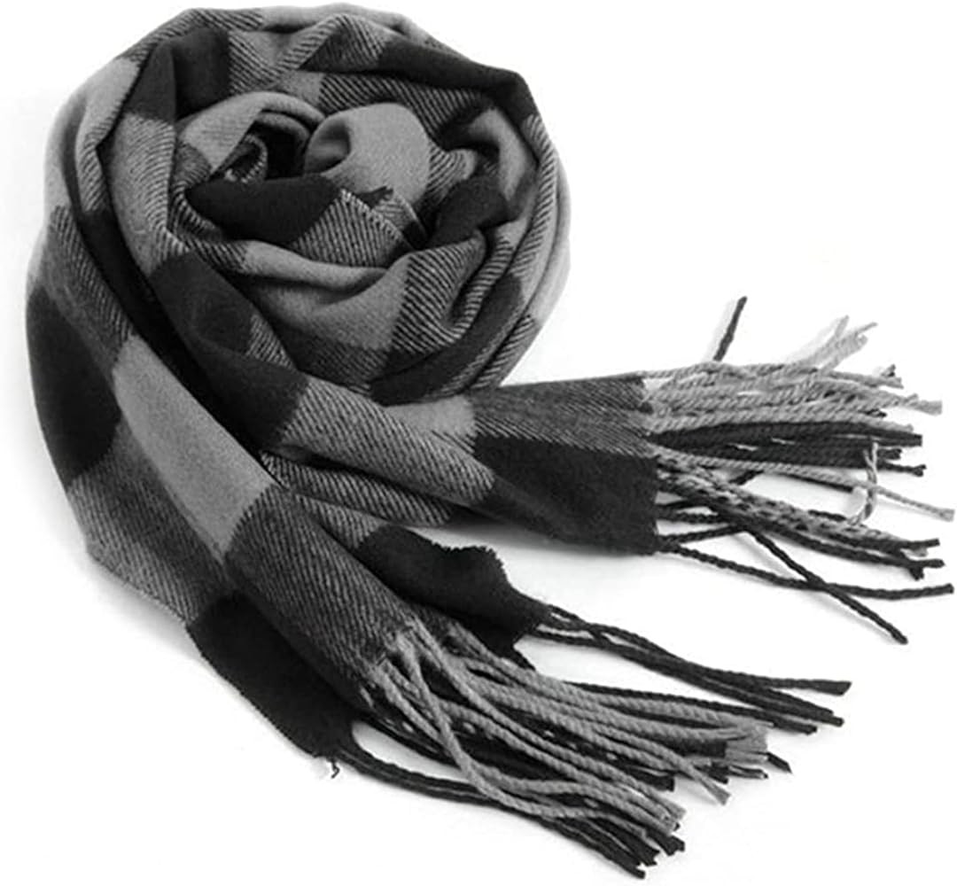 Men's Scarves Classic Arrival Winter Plaid Scarf Tassel Edge Soft Warm Scarf | Amazon (US)