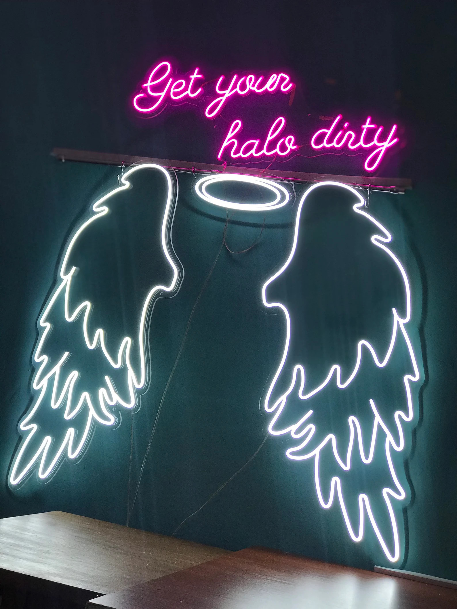 Angel Wings With Halo and Text LED Neon Sign / Wall Decor - Etsy | Etsy (US)