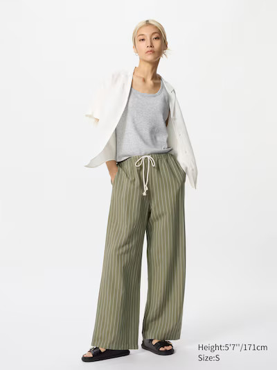 Linen Blend Easy Trousers (Stripe) | UNIQLO (UK)