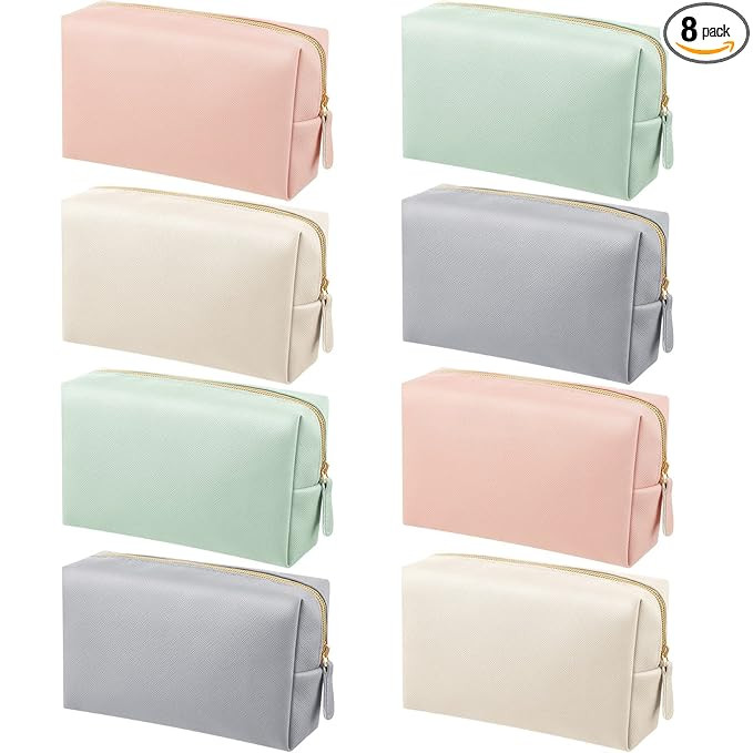 8 Pcs Makeup Bag Pu Leather Cosmetic Pouch Waterproof Small Toiletry Bag Portable Cosmetic Organi... | Amazon (US)
