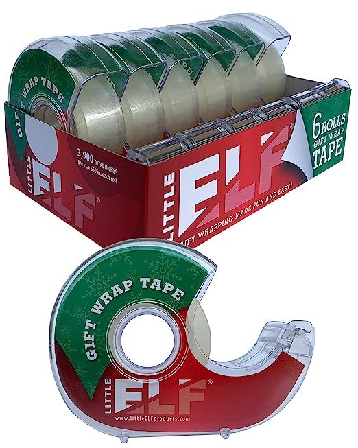 Little ELF Gift Wrap Tape, 6 Rolls, Holidays, Birthdays, 3/4 x 650 Inches, Clear | Amazon (US)