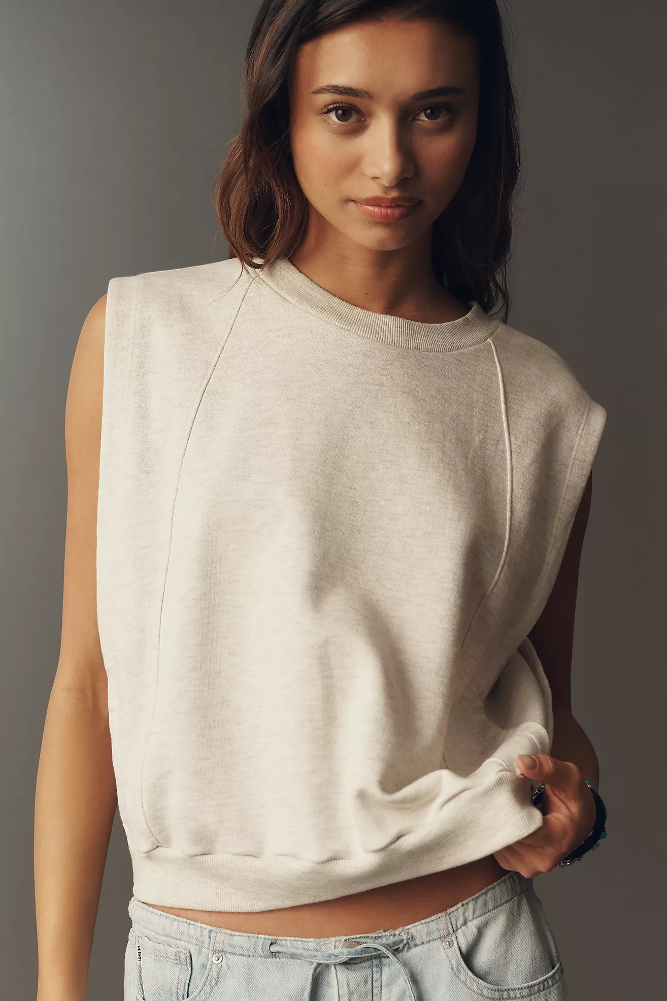 Maeve Cotton Sleeveless Muscle Sweatshirt | Anthropologie (US)