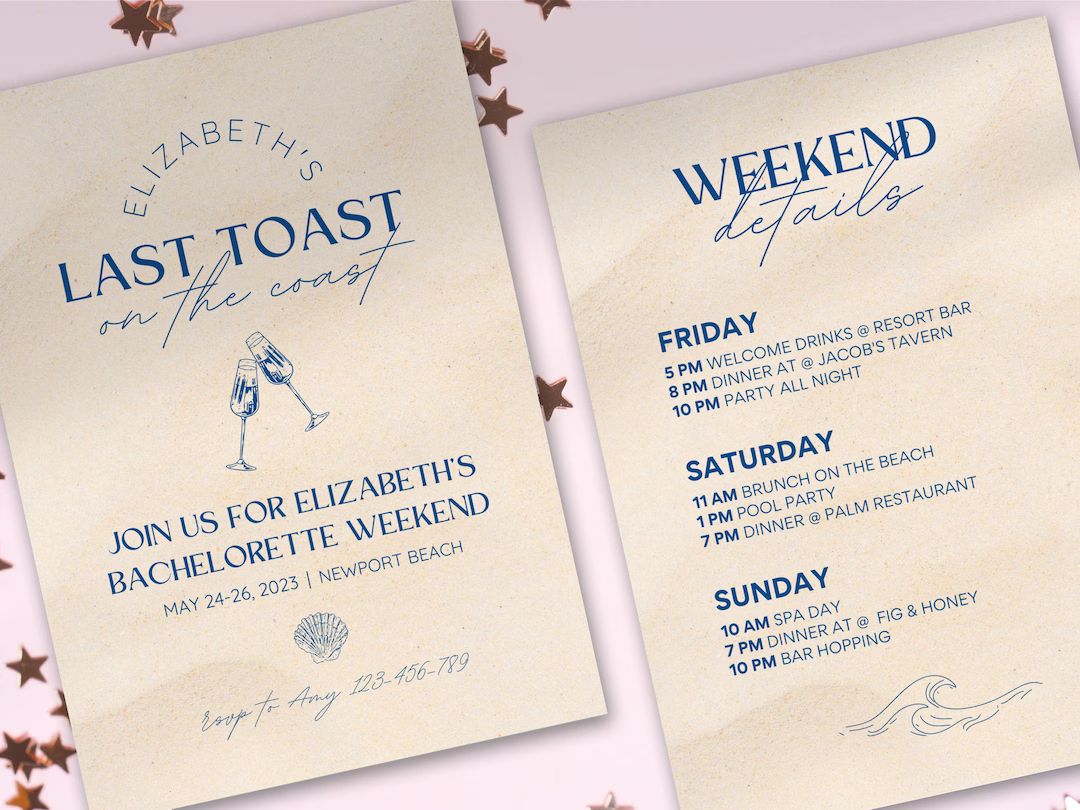 Last Toast on the Coast Bachelorette Party Invitation and - Etsy | Etsy (US)
