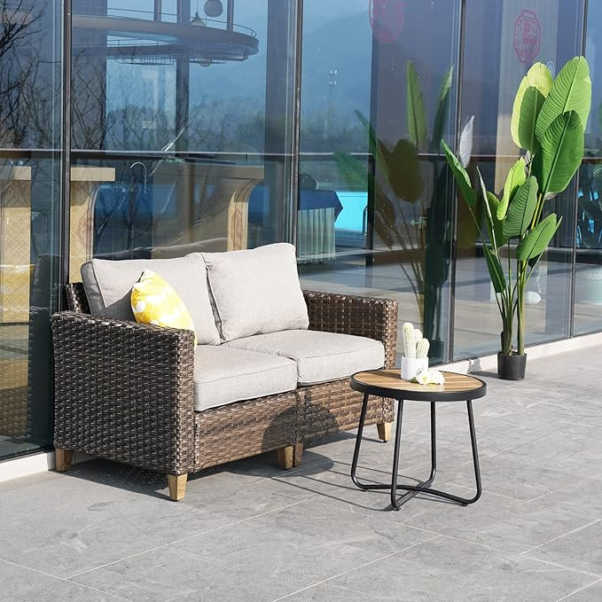 Grand Patio Outdoor Loveseat Rattan with Cushions 2 Pieces Patio Furniture Sets, Sectional Sofa A... | Amazon (US)