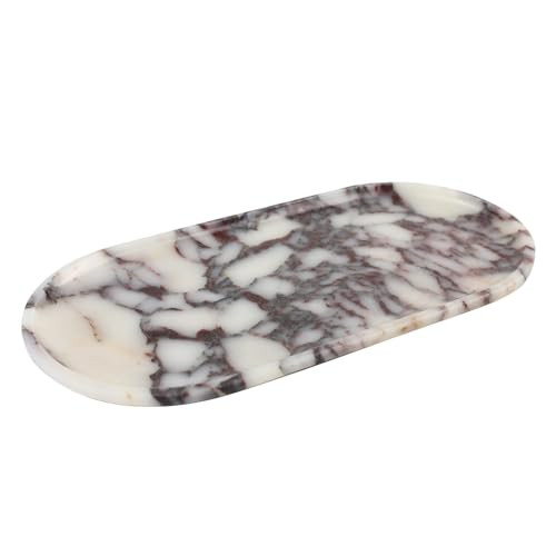 Natural Marble Tray, Coffee Table, Food, Fruit, Paper Cup, Cake Display, Coffee bar, Family Gatherings, Seasonal Holiday Decoration Tray(Viola-oval-11 x5 x0.7) | Amazon (US)
