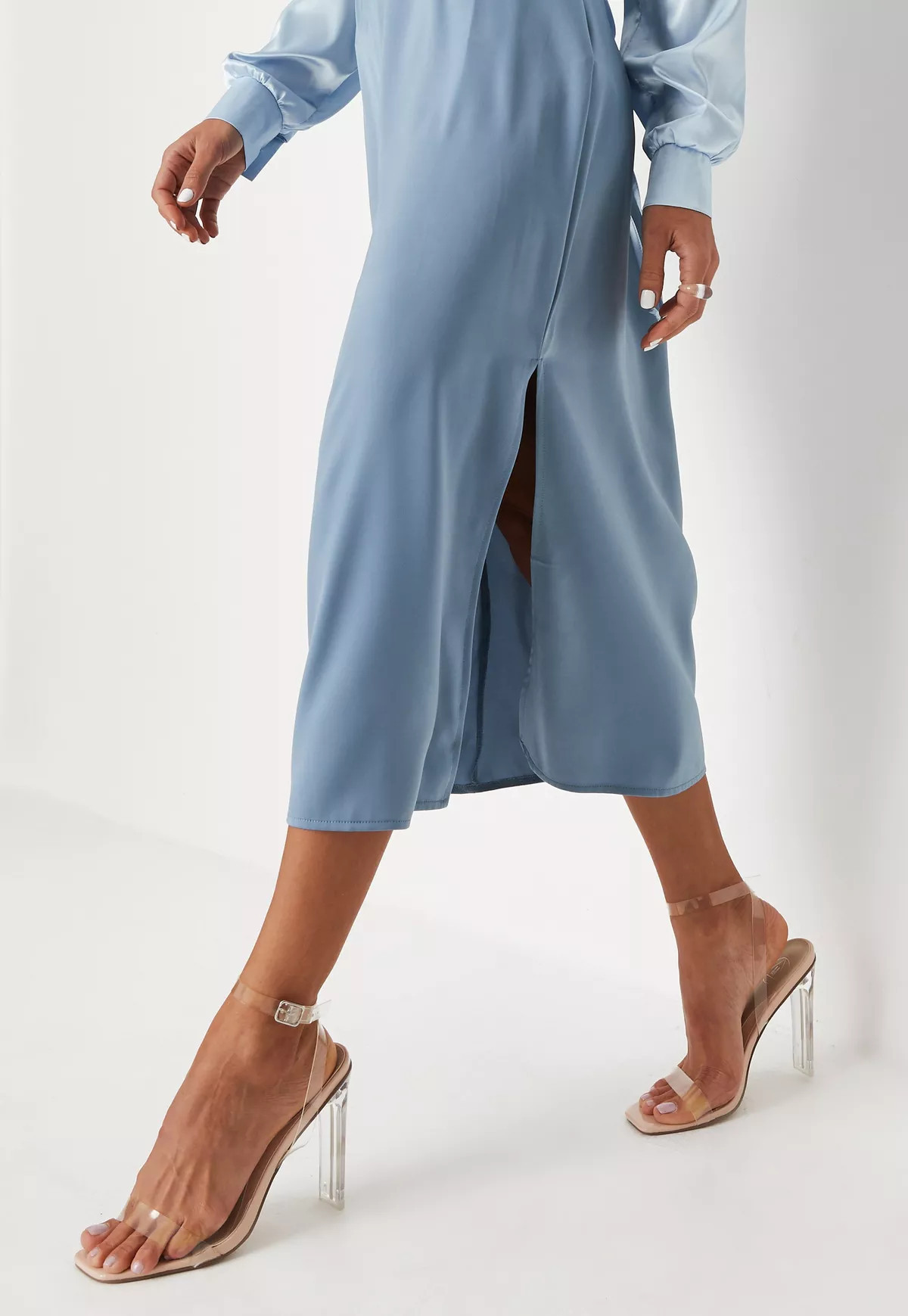 Nude Square Toe Clear Heels | Missguided (US & CA)