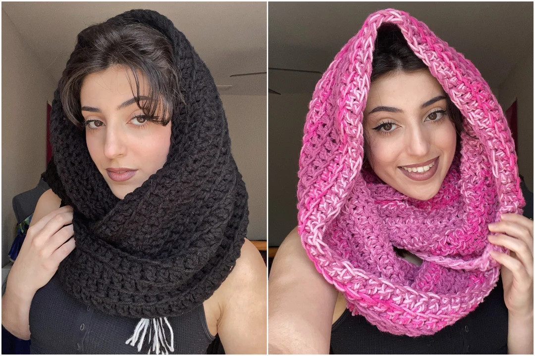 Wednesday Inspired Snood- Wednesday Addams and Enid Sinclair Crochet Scarf/ Hoods | Etsy (US)