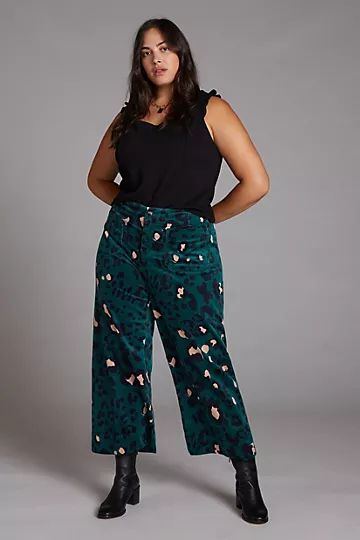 Maeve Colette Cropped Wide-Leg Corduroy Pants | Anthropologie (US)