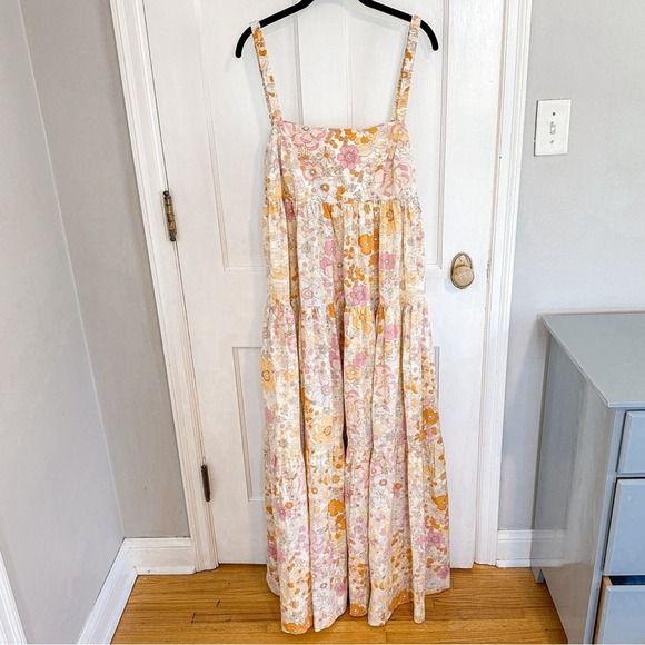 Free People Park Slope Maxi Dress Floral Pink Yellow Small Light Combo | Poshmark