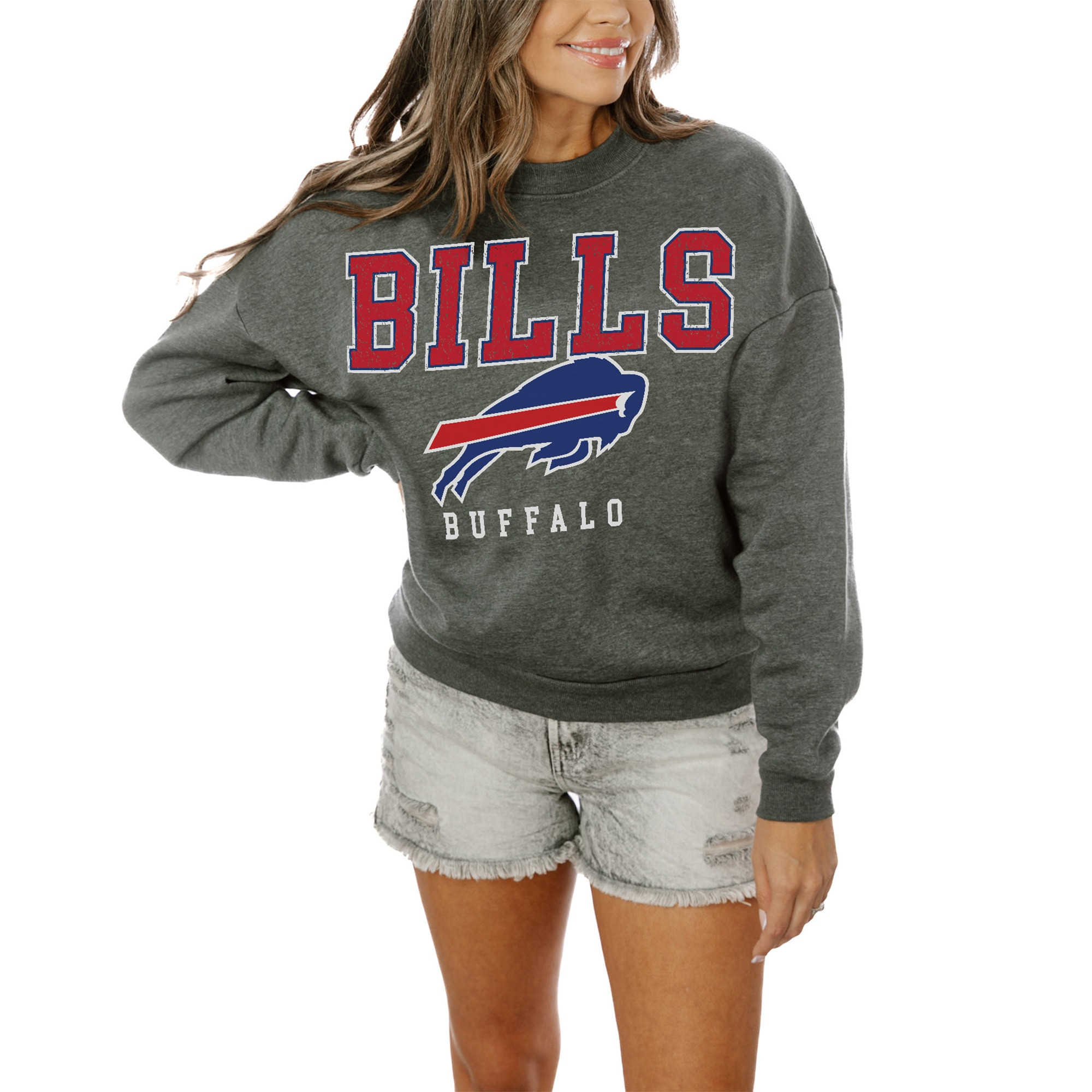 Buffalo Bills Gameday Couture Women's  Bring The Energy Pullover Sweatshirt – Charcoal | Fanatics