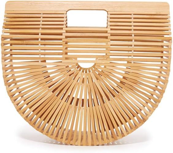 Bamboo Handbag for Women Handmade Tote Bag Summer Beach Clutch Stylish Fashionable | Amazon (US)