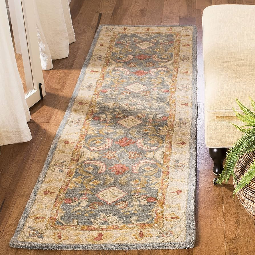 SAFAVIEH Anatolia Collection Runner Rug - 2'3" x 10', Light Blue & Ivory, Handmade Traditional Or... | Amazon (US)