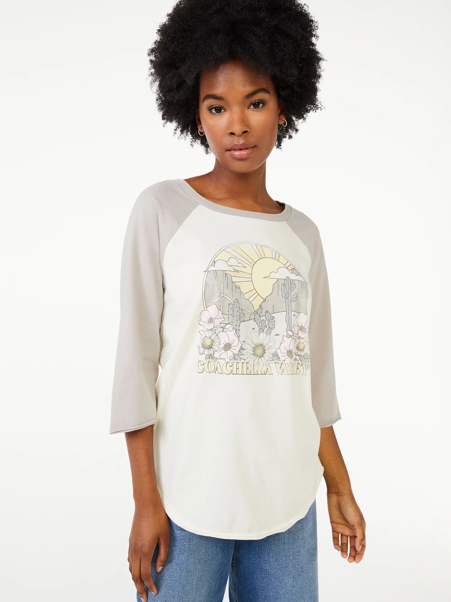 Scoop Women’s Coachella Destiny Graphic 3/4-Length Sleeve Raglan T-Shirt - Walmart.com | Walmart (US)