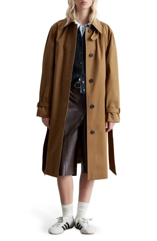 & Other Stories Cotton Trench Coat in Olive Green at Nordstrom, Size Large | Nordstrom