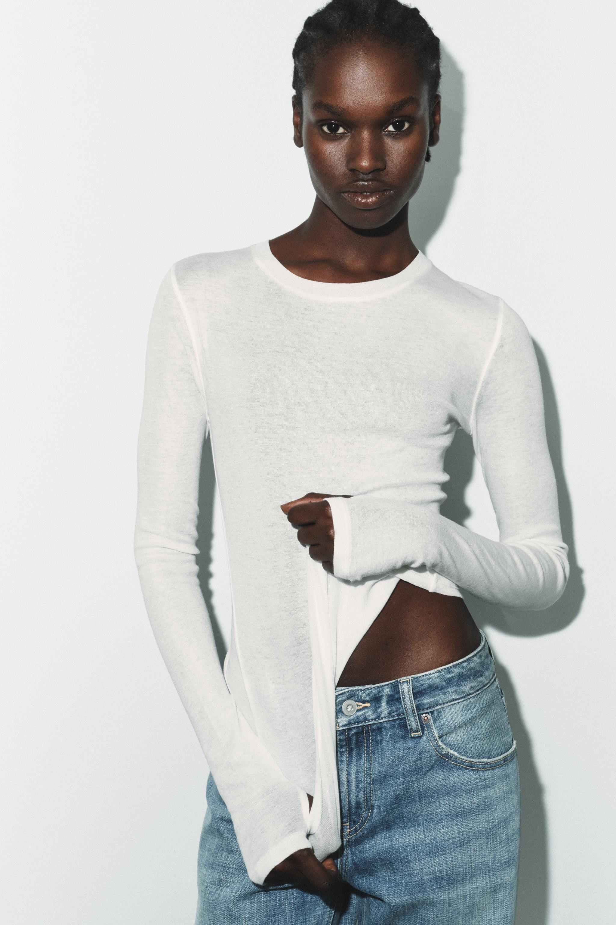 COTTON LONG SLEEVE T-SHIRT | Zara US