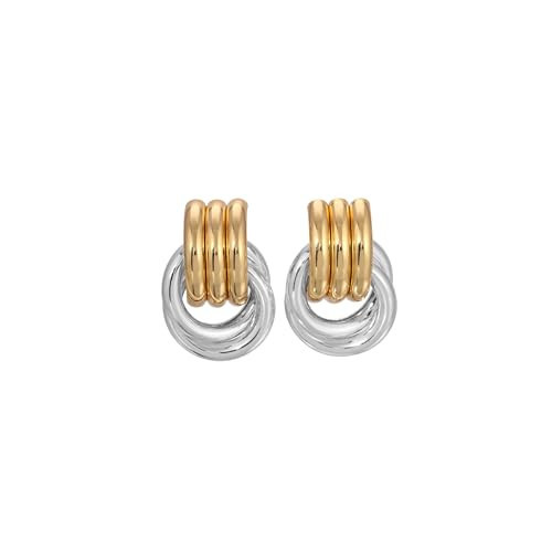 Mini Knot Mixed Metal Statement Earrings – 18K Gold & Silver Plated Earrings – Sculptural Twisted Design – Lightweight – By Heaven Mayhem | Amazon (US)