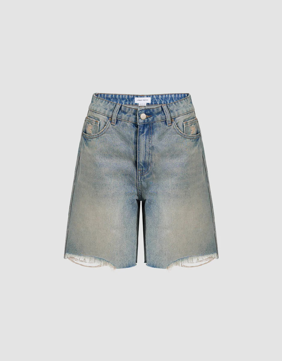 Raw Hem Denim Shorts | Urban Revivo