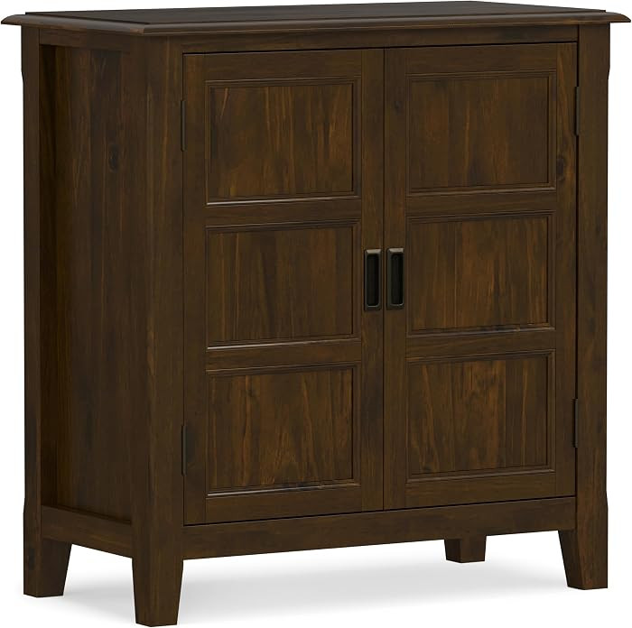 SIMPLIHOME Burlington 30" Wide Solid Wood Cabinet in Mahogany Brown | Amazon (US)