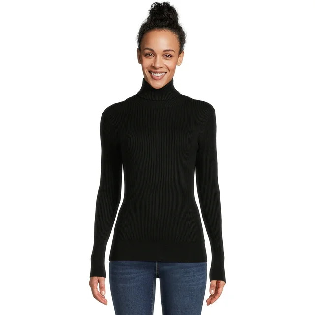 Time and Tru Women's Ribbed Knit Turtleneck, Sizes XS-XXXL | Walmart (US)