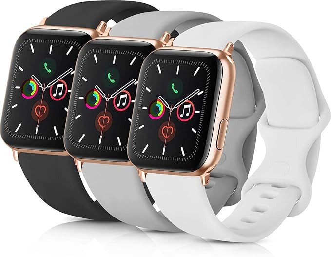 Pack 3 Compatible with Apple Watch Band 38mm, Soft Silicone Band Compatible iWatch Series 4, Seri... | Amazon (US)
