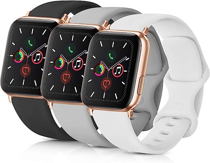 Pack 3 Compatible with Apple Watch Band 38mm, Soft Silicone Band Compatible iWatch Series 4, Seri... | Amazon (US)
