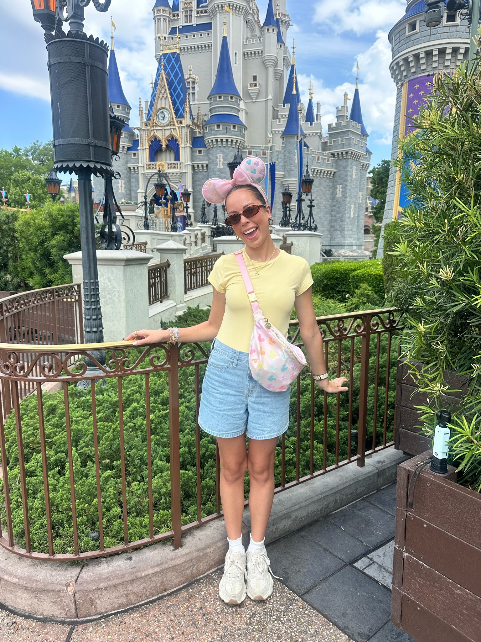 Disney OOTD💛 comfy Disney outfit, Disney ideas, Disney Inspo, Disney girl, Disney parks, Disney style, Disney bound, magic kingdom outfit, Disney Stoney clover, Mickey Mouse ears, jumbo Fanny pack, Amazon sunglasses, old navy 5 inch inseam jean shorts, mom denim shorts, Reebok chunky sneakers, Disney accessories, Disney jewelry, ruffle socks #disney 

#LTKSaleAlert #LTKootd #LTKTravel