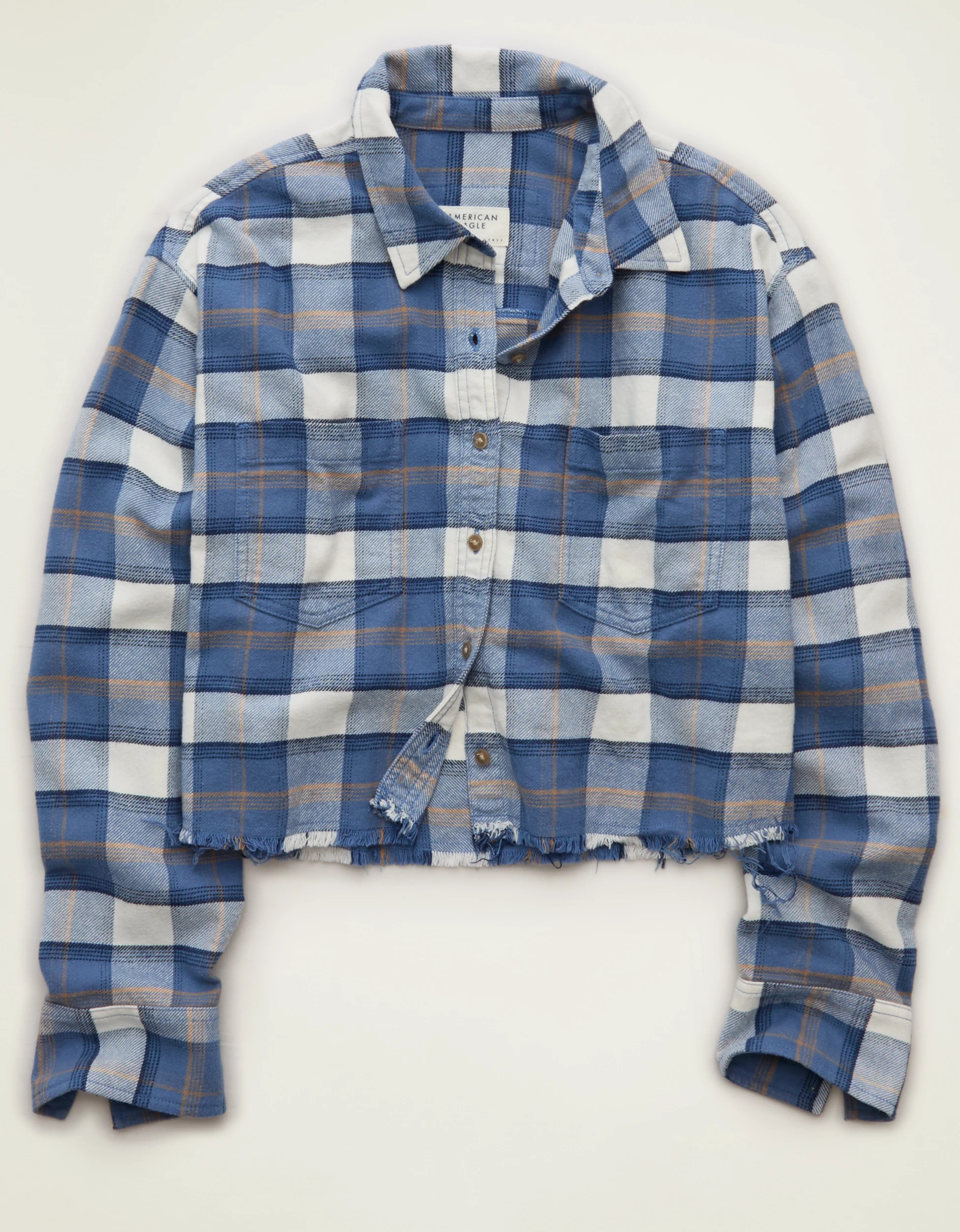 AE Cropped Button-Up Shirt | American Eagle Outfitters (US & CA)