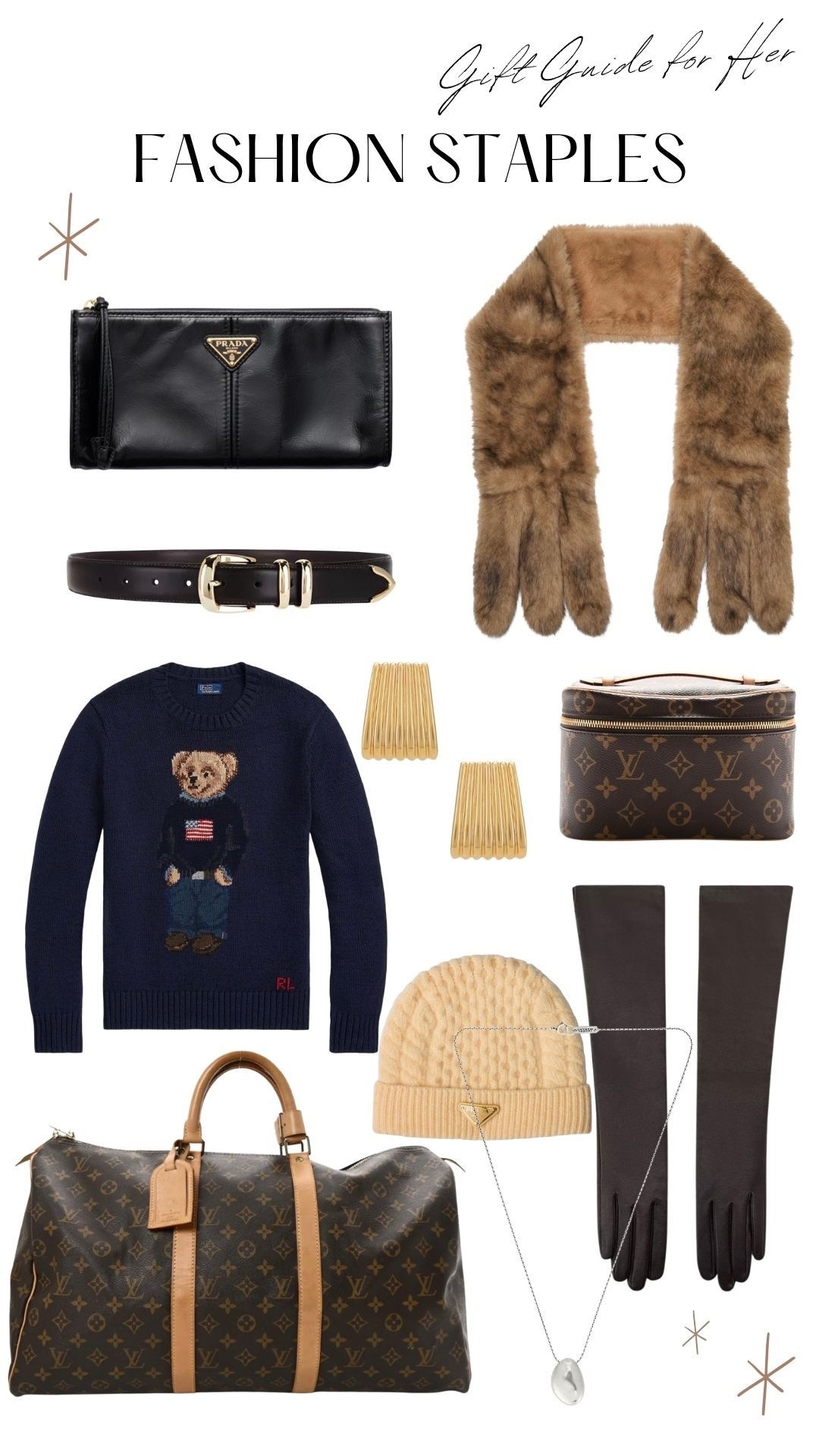 Gift guide for her: fashion staples.
Gifts any fashion girly would love 
#gift #gifts #fashion #staples #giftguide #giftguideforher #luxe #luxegifts 



#LTKHoliday #LTKGiftGuide #LTKCyberWeek
