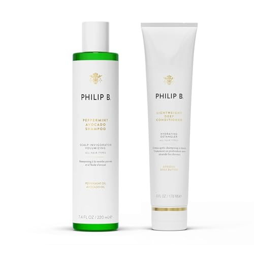 PHILIP B. Light-Weight Deep Conditioner 6 oz + Peppermint Avocado Shampoo 7.4 oz, Shampoo and Conditioner Set | Amazon (US)