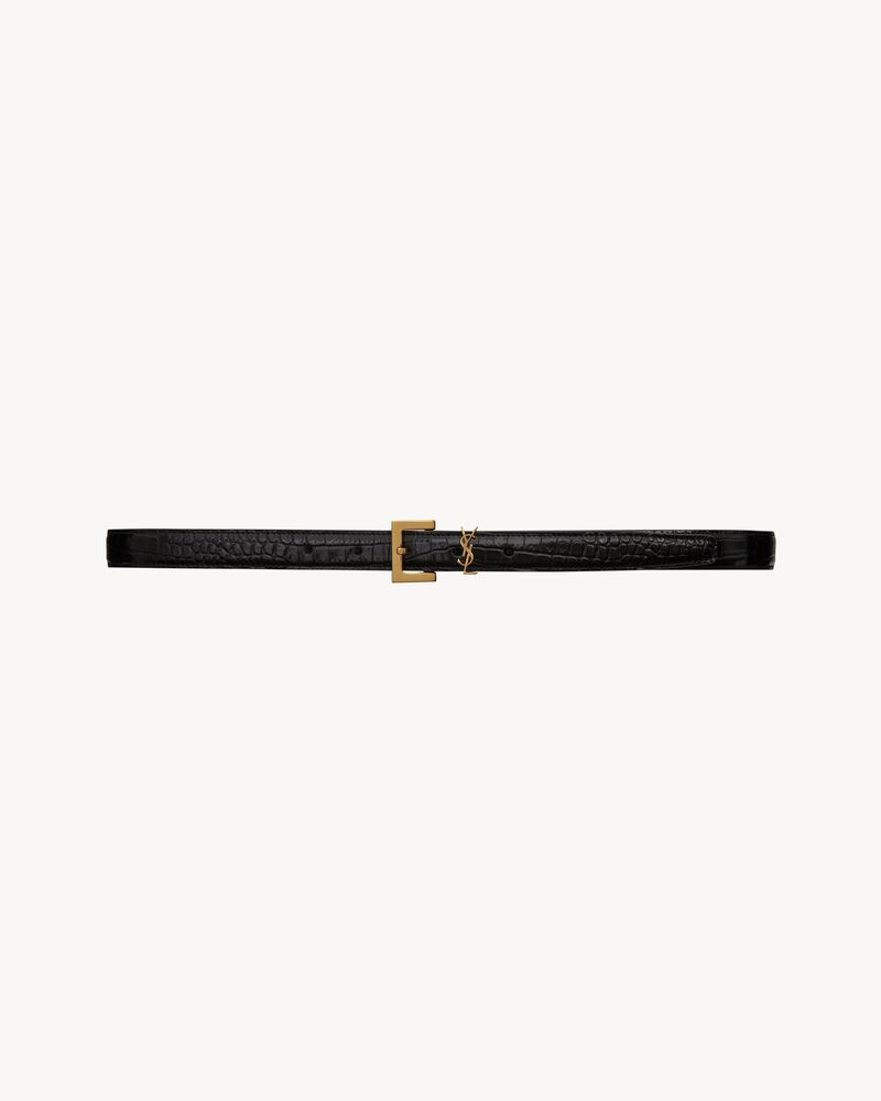 CASSANDRE THIN BELT WITH SQUARE BUCKLE IN GRAINED LEATHER | Saint Laurent Inc. (Global)