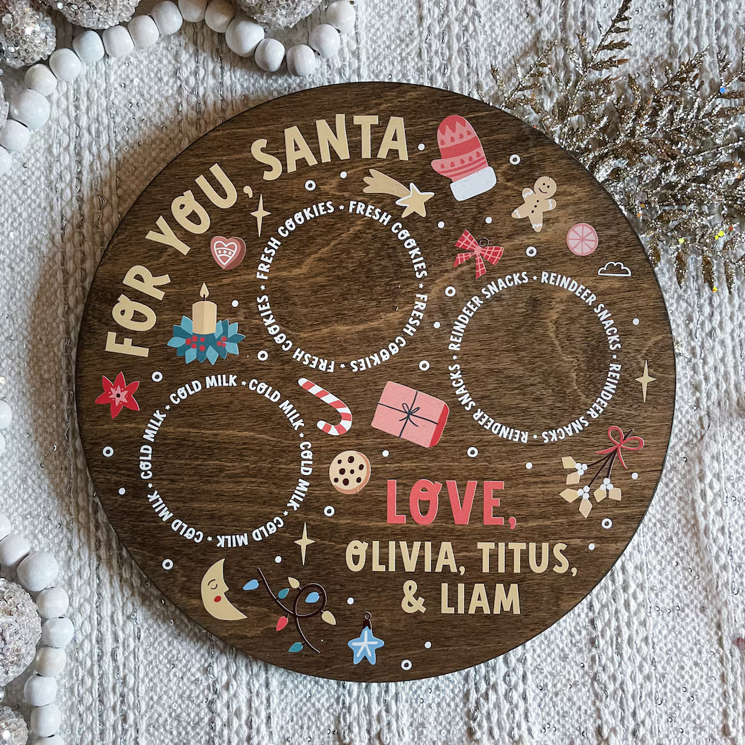 Santa Cookie Tray, Personalized Christmas Cookie Tray for Santa, Milk and Cookie Tray, Treats for... | Etsy (US)