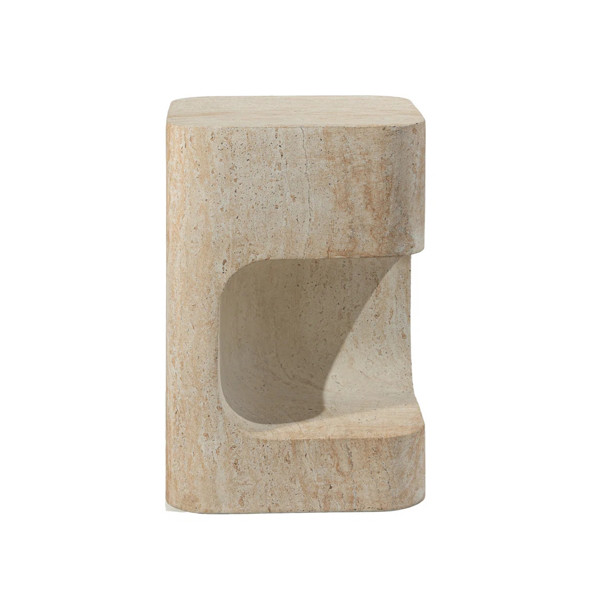 Outdoor Faux Stone Asymmetrical Side Table | Wayfair North America