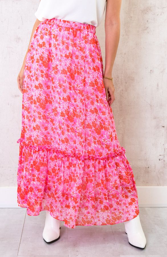 Maxi Rok Bloemen Fuchsia | Themusthaves.nl | The Musthaves (NL)